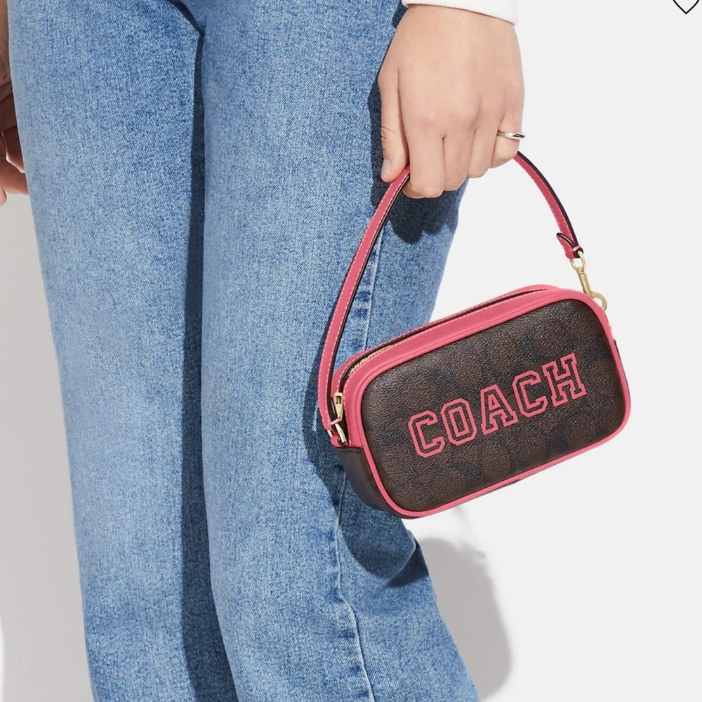 Coach Jamie Wristlet In Signature Canvas With Varsity Motif
IM/Brown/Watermelon